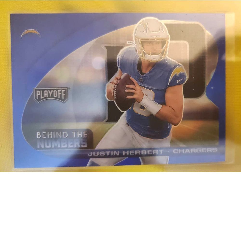 2021 Panini Playoff Behind The Numbers Justin Herbert #BTN-JHE Blue